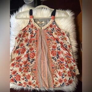 NWT Rewind Floral Print Camisole in Cream, Coral & Navy Sz M